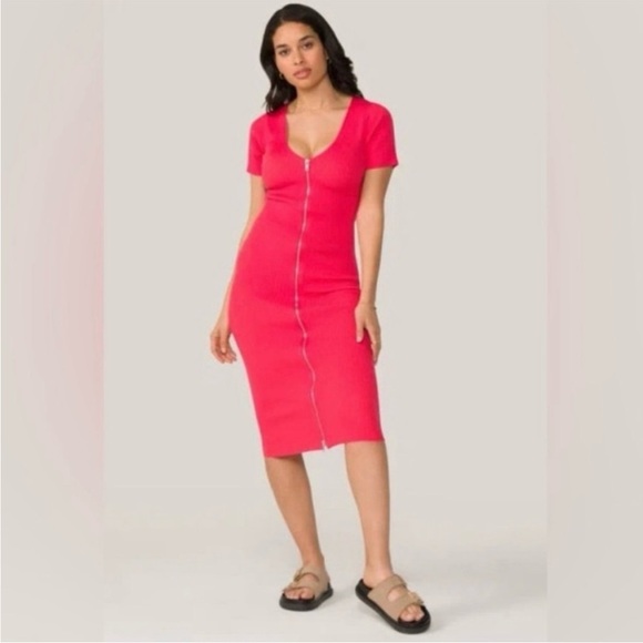 Alala Cambria Midi Short Sleeve Dress in Coral - Picture 1 of 7